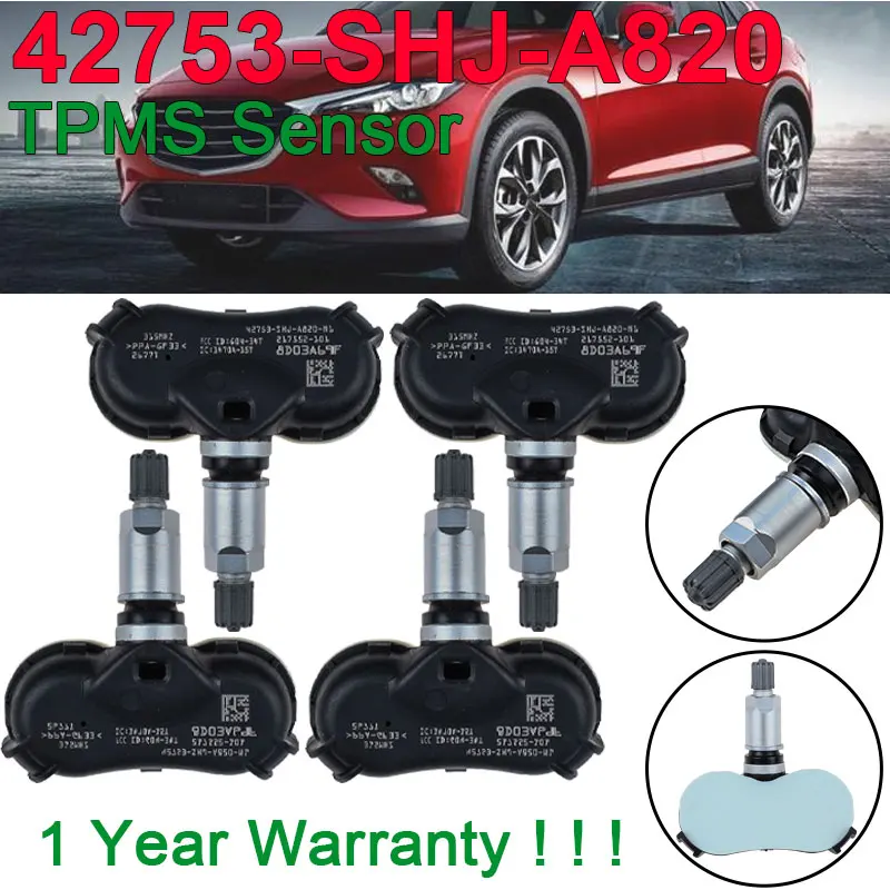 

4PCS Tire Pressure Sensor TPMS Sensor For Honda Odyssey Ridgeline Element 42753-SHJ-A820 42753SHJA820 315MHZ 42753-SHJ-A820-M1