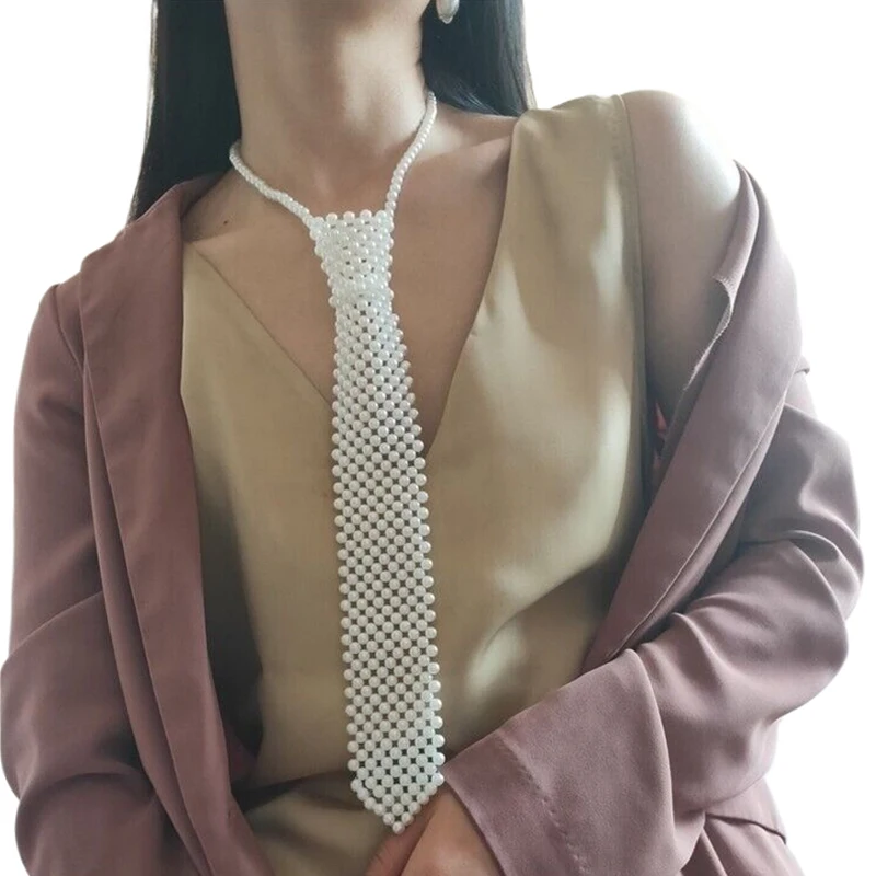 Handgefertigte DIY-Kleidung und Accessoires, Perlen-Halskette für Damen, Vintage-Stil, französischer Stil, Perlen-Krawatte, Hemd, Blazer, галстук – Detail 1
