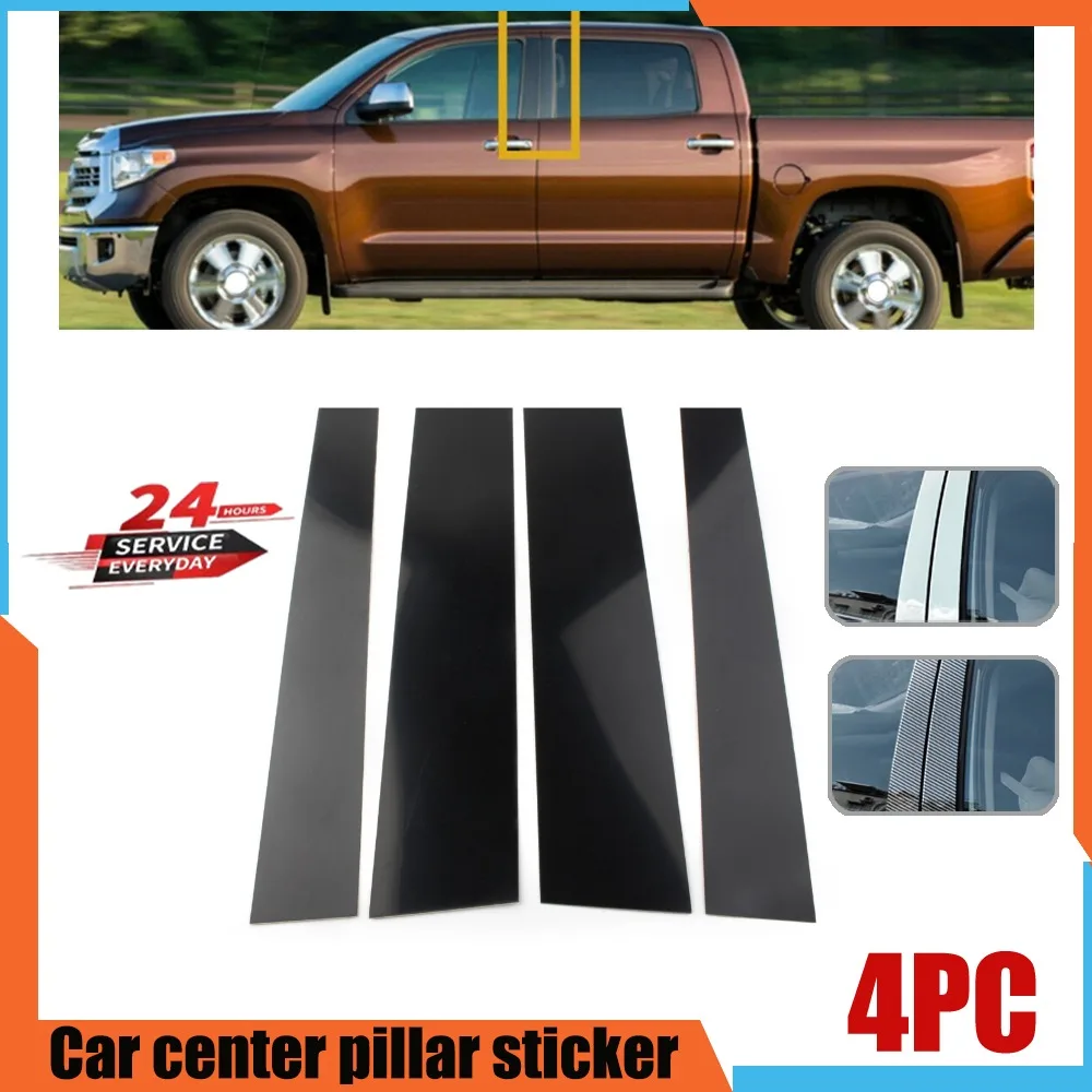 Glossy Black Car Pillar Posts Door Window Trim Cover For Toyota Tundra Crew Max Cab/Double Cab 2007-2021 BC Column Sticker