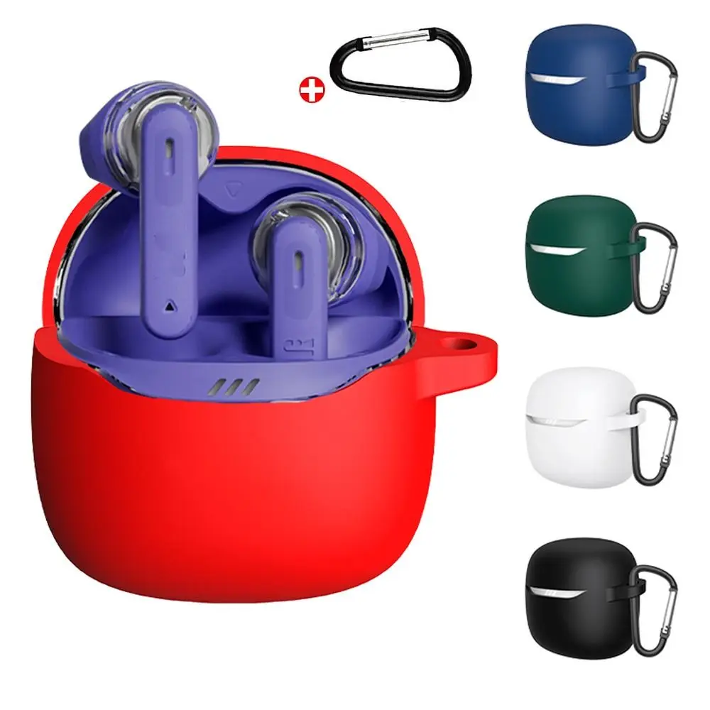 New Silicone Earphone Case with Hook Protector Protective Cover Shockproof Anti-scratch Charging Box Sleeve for JBL Tune Flex 2