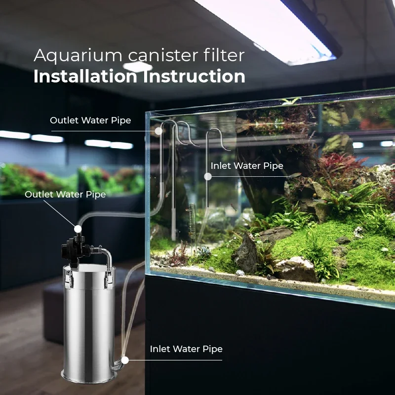 New Stainless Steel Aquarium External Canister Filter Premium Fish Tank Grass Tank Canister Filter филтер внешний для аквариума