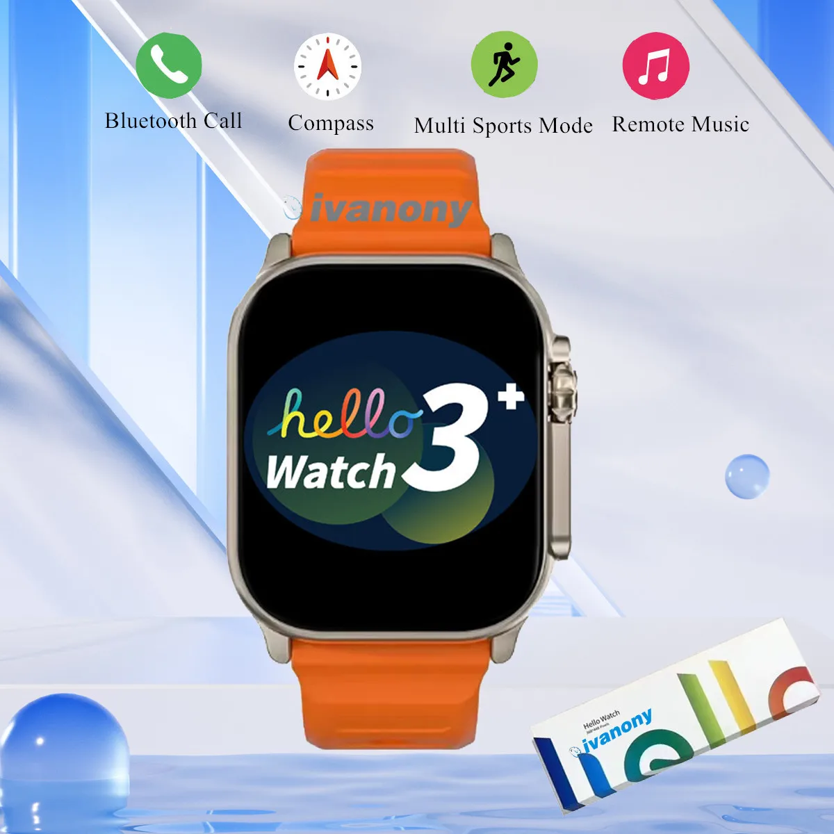 

Smart Watch Hello 3 Plus 4GB/ROM Always on Display Answer Call Local Music Compass E-Book 2.04inch Amoled Smartwatch Men Women