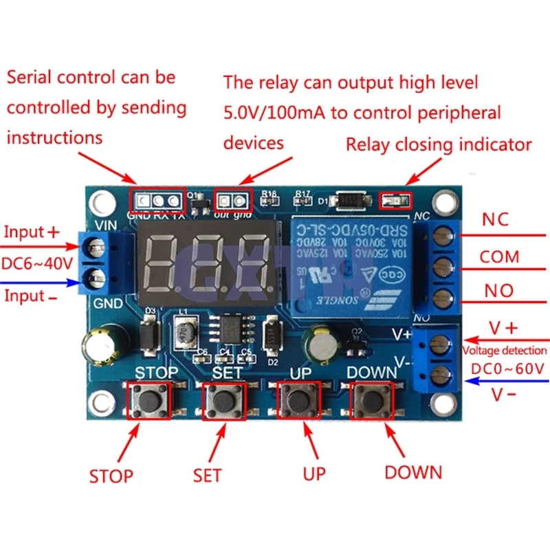 DC 6-40V Battery Charger Discharger Control Switch Undervoltage Overvoltage Protection Board Auto Cut Off Disconnect Controller