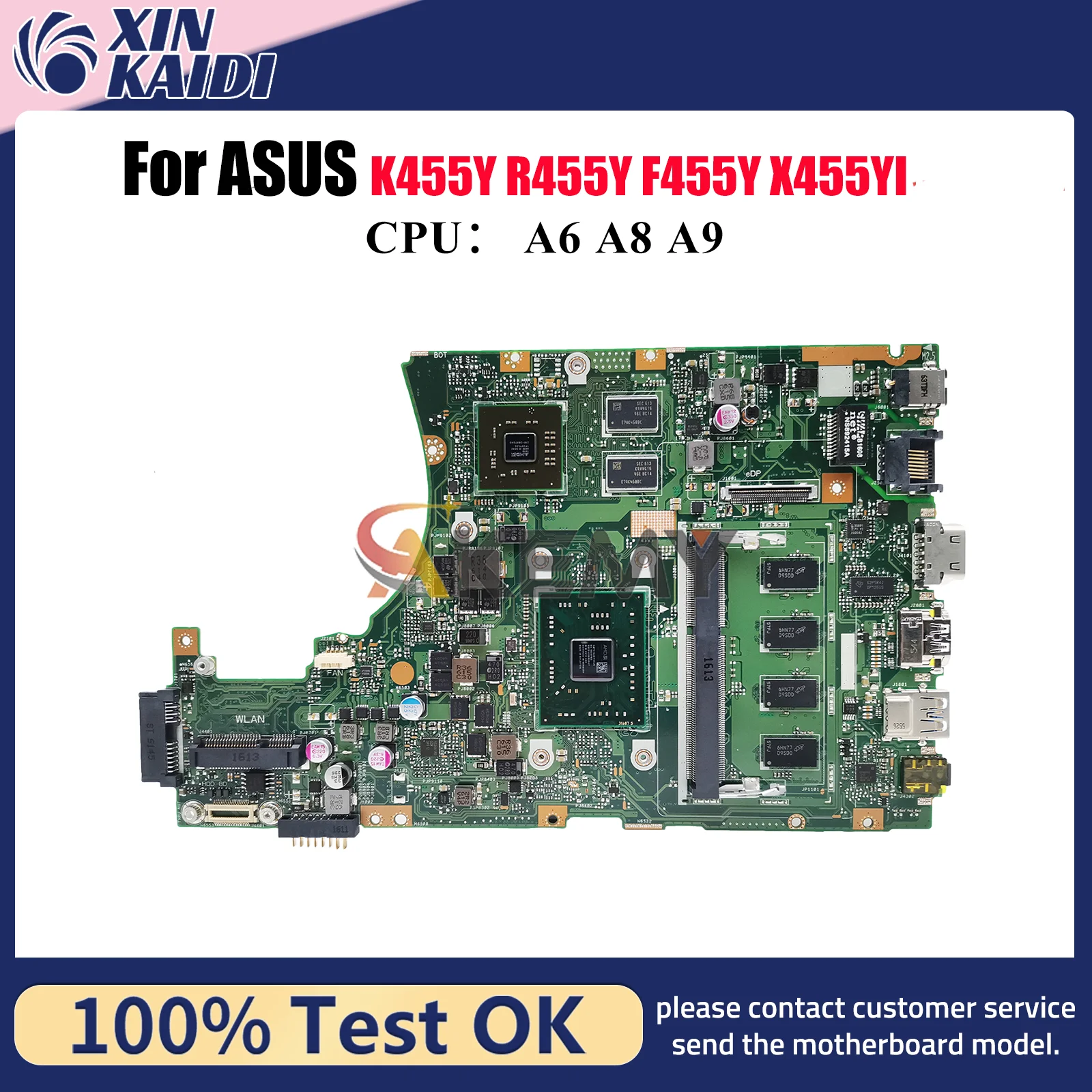

X455YI Laptop Motherboard For ASUS VivoBook F455Y K455Y R455Y X455Y R454Y A455Y X455YI Mainboard With A6 A8 A9 CPU tests OK stk