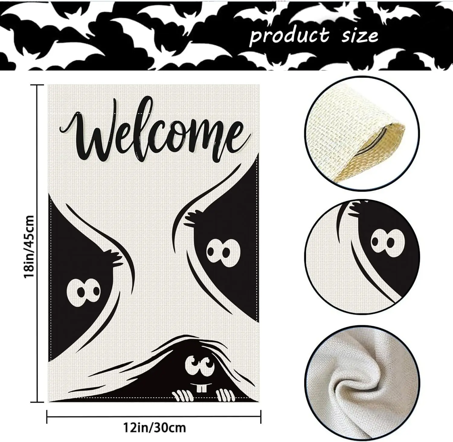 Halloween Peeking Monster Garden Flag, Welcome Garden Flag Halloween Yard Double Sided Burlap Holiday Farmhouse Home Outdoor SSL