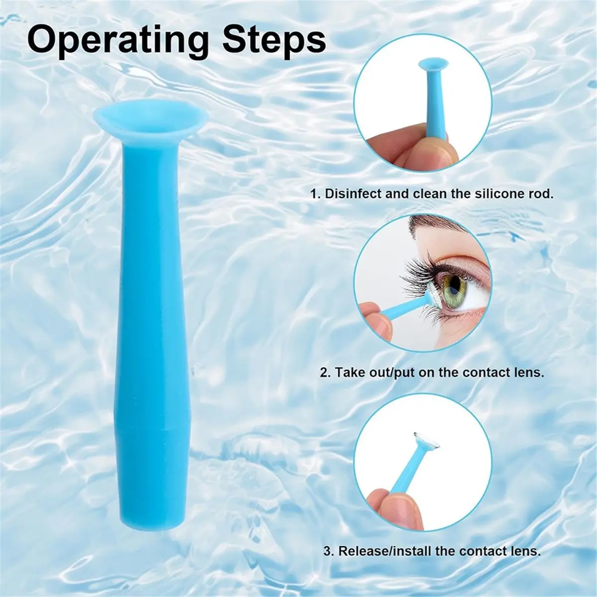 [NEW] 20pcs Silicone Lens Applicator Tools for RGP and Scleral Lenses, Blue Suction Cup Plunger