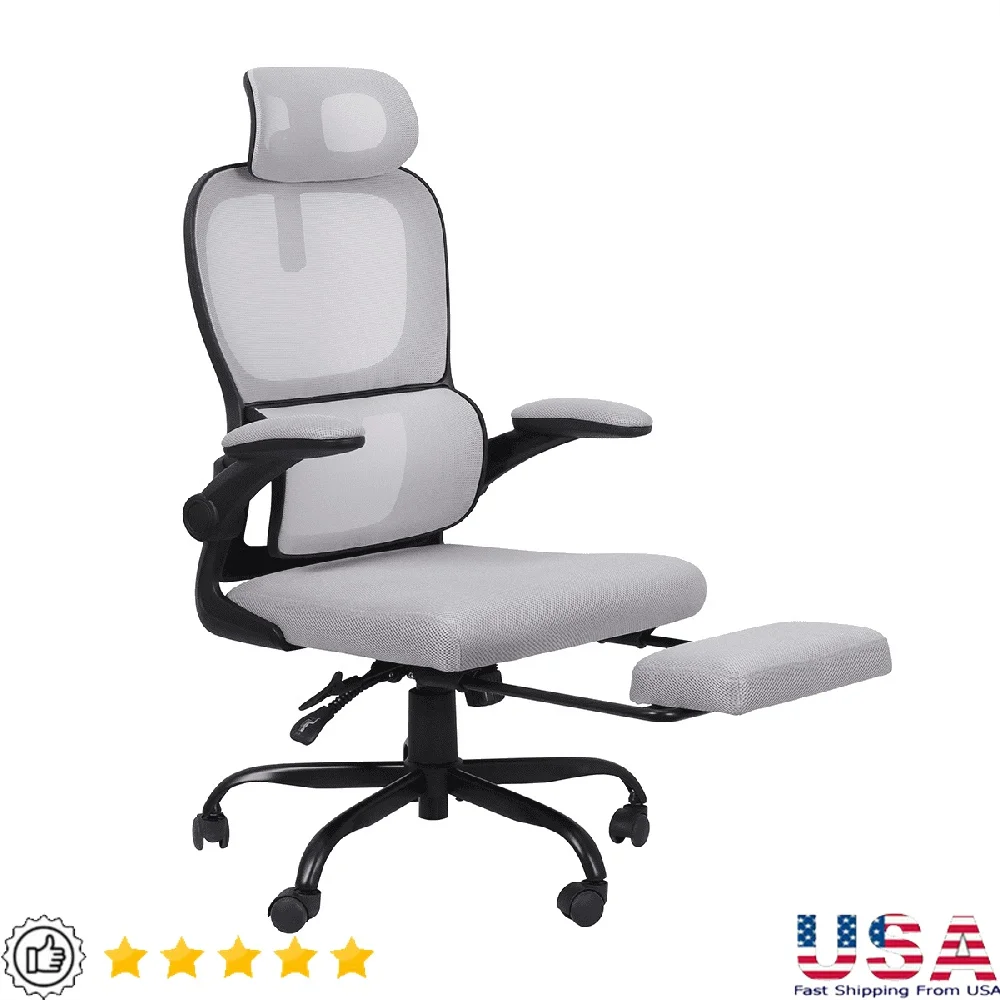 

Эргономичное офисное кресло с регулируемой высотой и поясничной опорой, дышащая сетчатая подставка для ног для подростков и взрослых, для использования в помещении