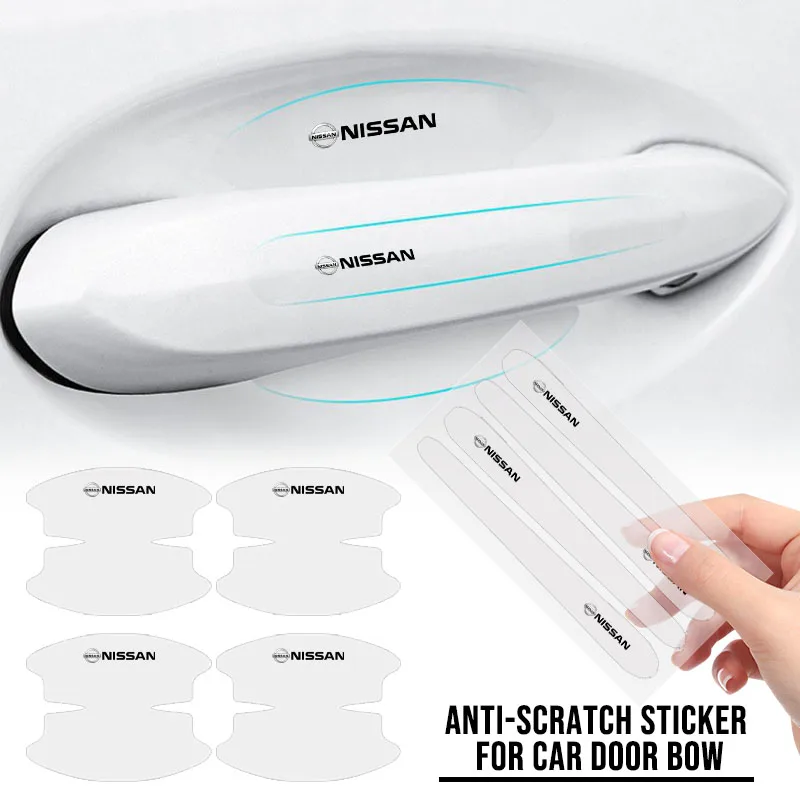 Pegatinas de arañazos para puerta de coche, Protector de manija para Nissan Altima Qashaqai J11 Sylphy Juke Leaf Note Titan Xterra Sentra, 8 Uds.
