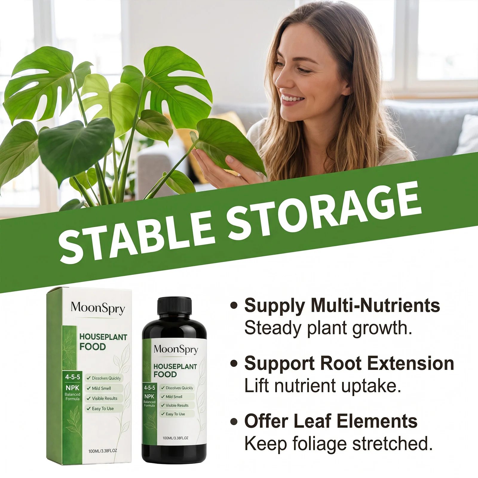 Indoor Plant Fertilizer Watering Spraying Sealed Stable Houseplant Nutrient for Succulent Soil Hydroponic Potted Plant 100ml