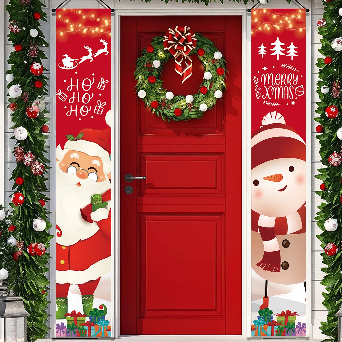 Christmas Santa Claus Door Banner Christmas Decoration For Home Merry Cristmas Ornaments 2024 Noel Navidad Natal New Year 2025