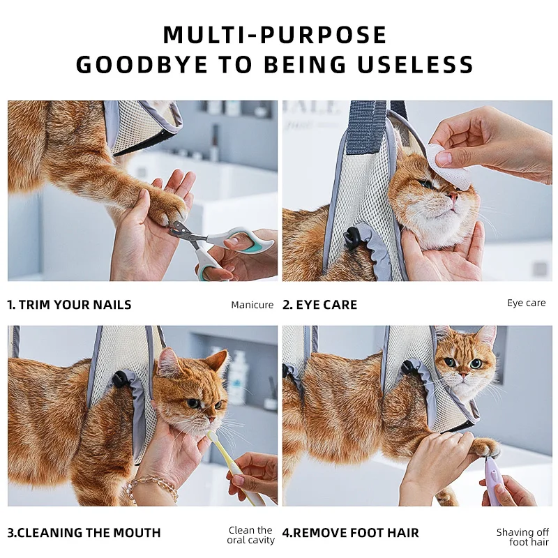 HOOPET Cat Bathing And Nail Clipping Artifacts Anti-Scratching And Biting Fixed Washing Cat Bag  Pet Hanging Beauty Hammock