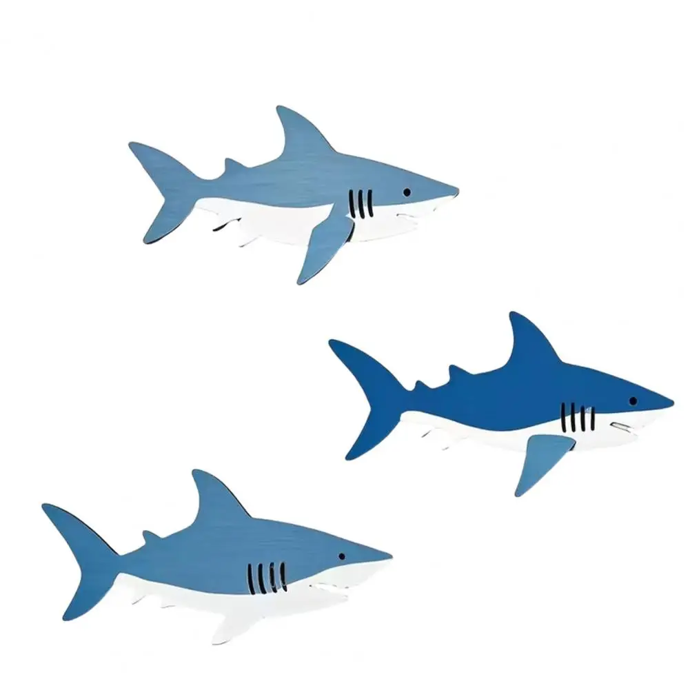 

3 Pcs Wooden Shark Wall Art Coastal Sea Creature Sea Creature Rustic Wall Sculpture for Living Room Office Home Decor