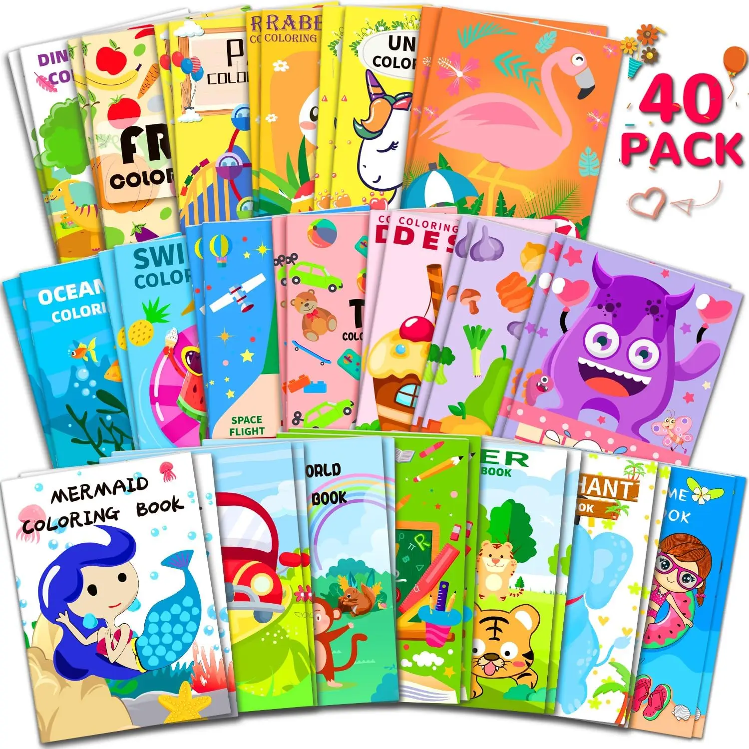 40 Pack Coloring Books for Kids Ages 2-4, 4-8, 8-12 Birthday Party Favors Gifts for School Classroom Activity Supplies