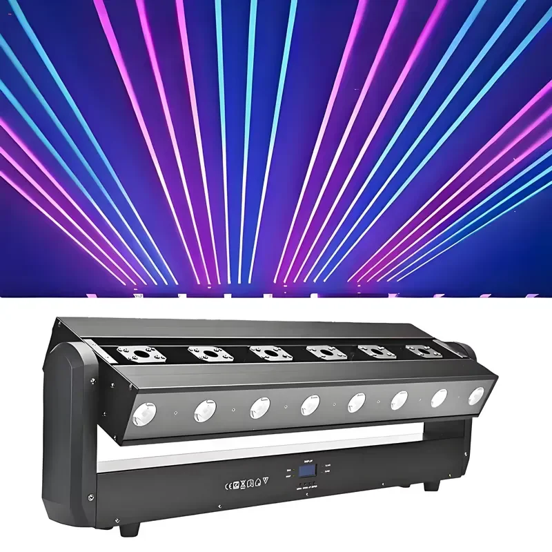 LAM 6-Head Disco Light RGB LED Strobe With Amber Beam 3in1 Moving Head Stage Lighting For DJ Nightclubs