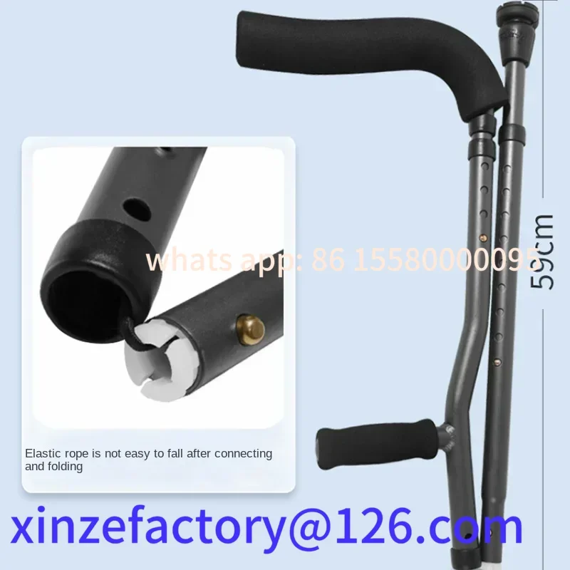 Stampelle ascellari doppie di tipo F premium personalizzabili, pieghevoli e antiscivolo, ausilio alla mobilità regolabile