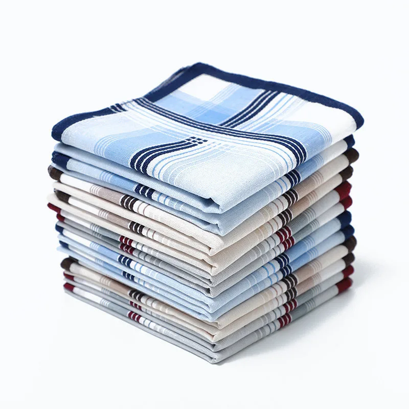 3 pçs 40x40cm 100% algodão negócios clássico listrado xadrez masculino bolso lenço quadrado lenço festa de casamento presente