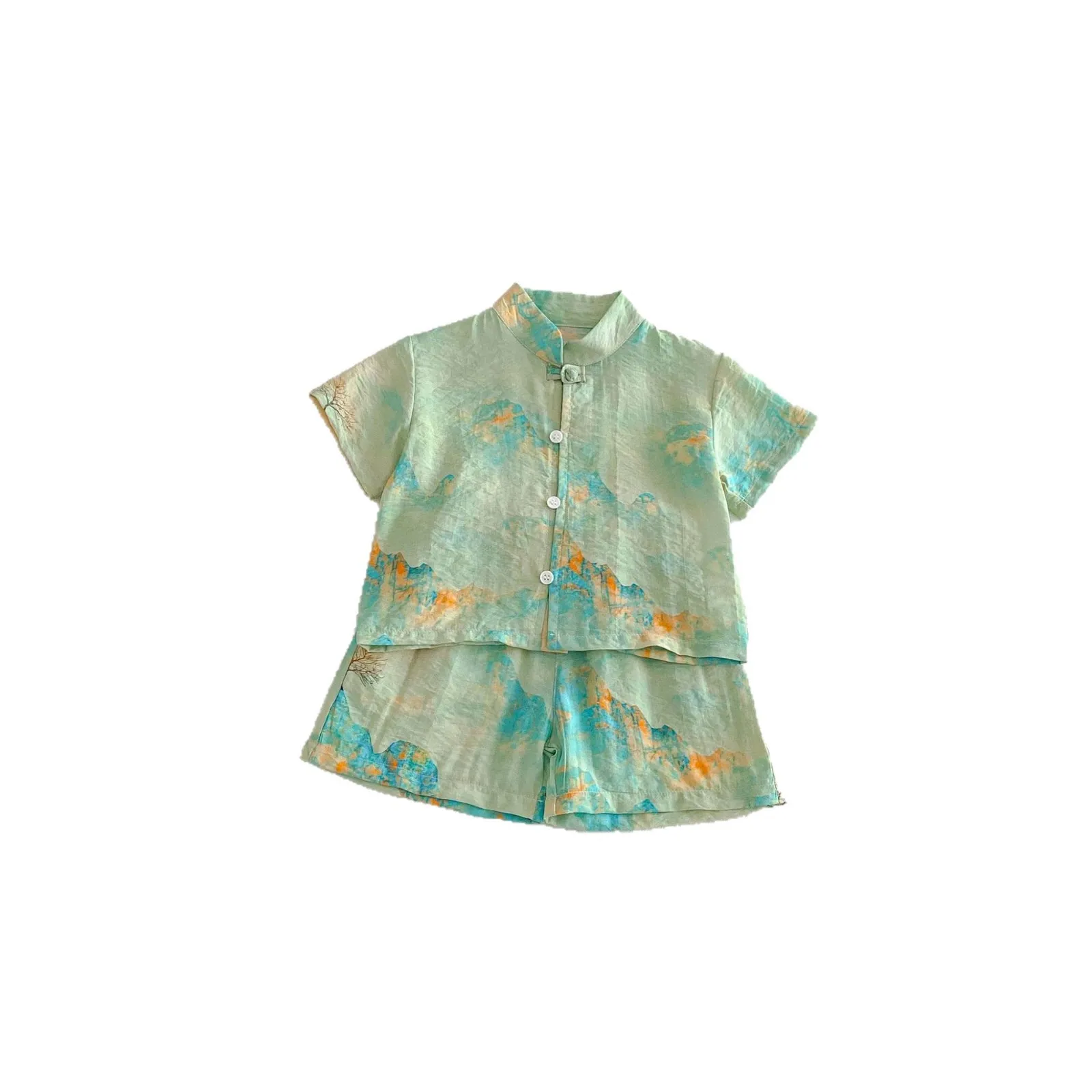 2026 Summer New Children Short Sleeve Clothes Set Boys Chinese Style Print T Shirts + Shorts 2pcs Suit Fashion Kids Outfits