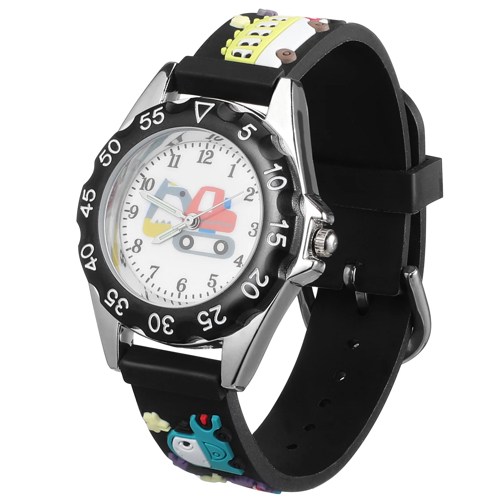 Silicone Kart For Kids Big Dial Clear Numbers Children Quartz Watch Durable Cartoon Design Student Outdoor Travel