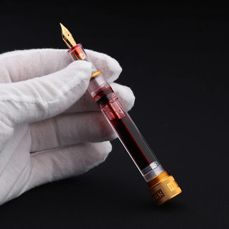 New MAJOHN V1 Transparent Resin Demonstration Vacuum Filling Inking Fountain Pen #26 Nib Gold-Plated Nib Daily Writing Gift Pen