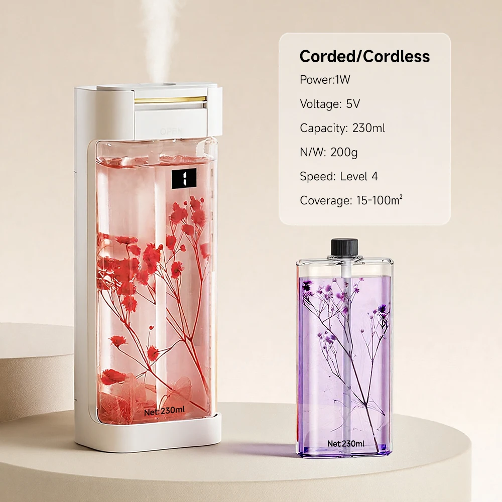 Difusor de aroma inteligente de 230 ml, ambientador automático con recambios, pulverizador de niebla de aceite esencial premium, fragancia duradera