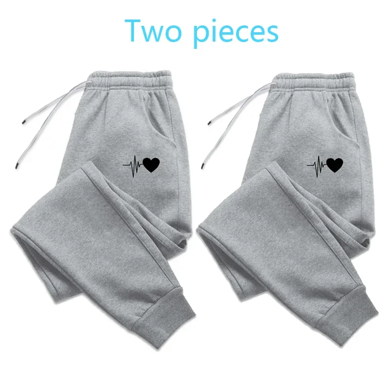 Two Pieces Soft Womens Tracksuit Trousers Print Casual JoggingSports Pants Trend Street Sweatpants Black Grey Navy Mix and Match