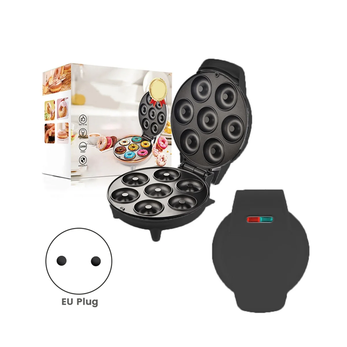 Electric Mini Donut Maker Machine Non-Stick Coated Breakfast Snacks Desserts Kitchen Appliance 220V EU Plug