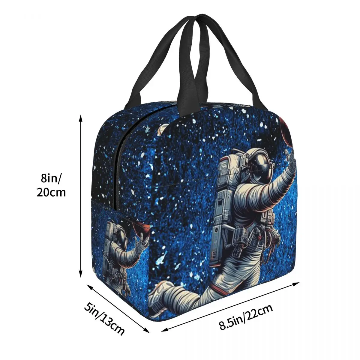 Astronaut Playing Basketball In Space Insulated Lunch Bag for Women Kids Leakproof Food Boxes Thermal Lunch Box Tote