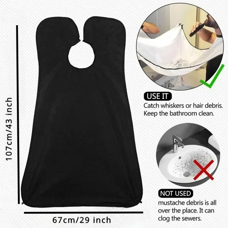 Male Shaving Apron Beard Catcher Cape Care Bib Face Shaved Hair Adult Bibs Shaver Cleaning Hairdresser for Man Clean Apron Gift