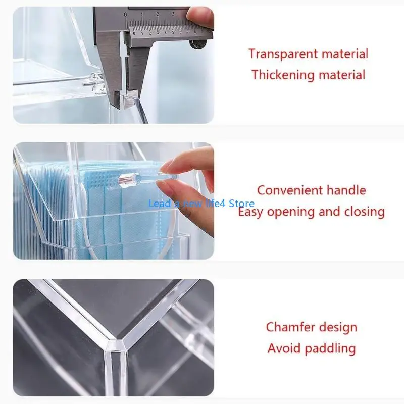 Y55E Clear Acryl Face Maskenspender mit LID Face Maske Storage Box