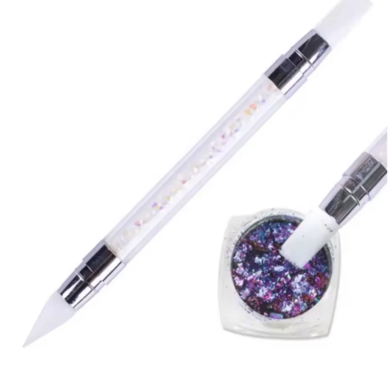 2pcs Double Head Silicone Nail Art Pen Carving Flower Sculpting Pen Adjustable Glue Stick Embossing Brush Professional Manicure image 6