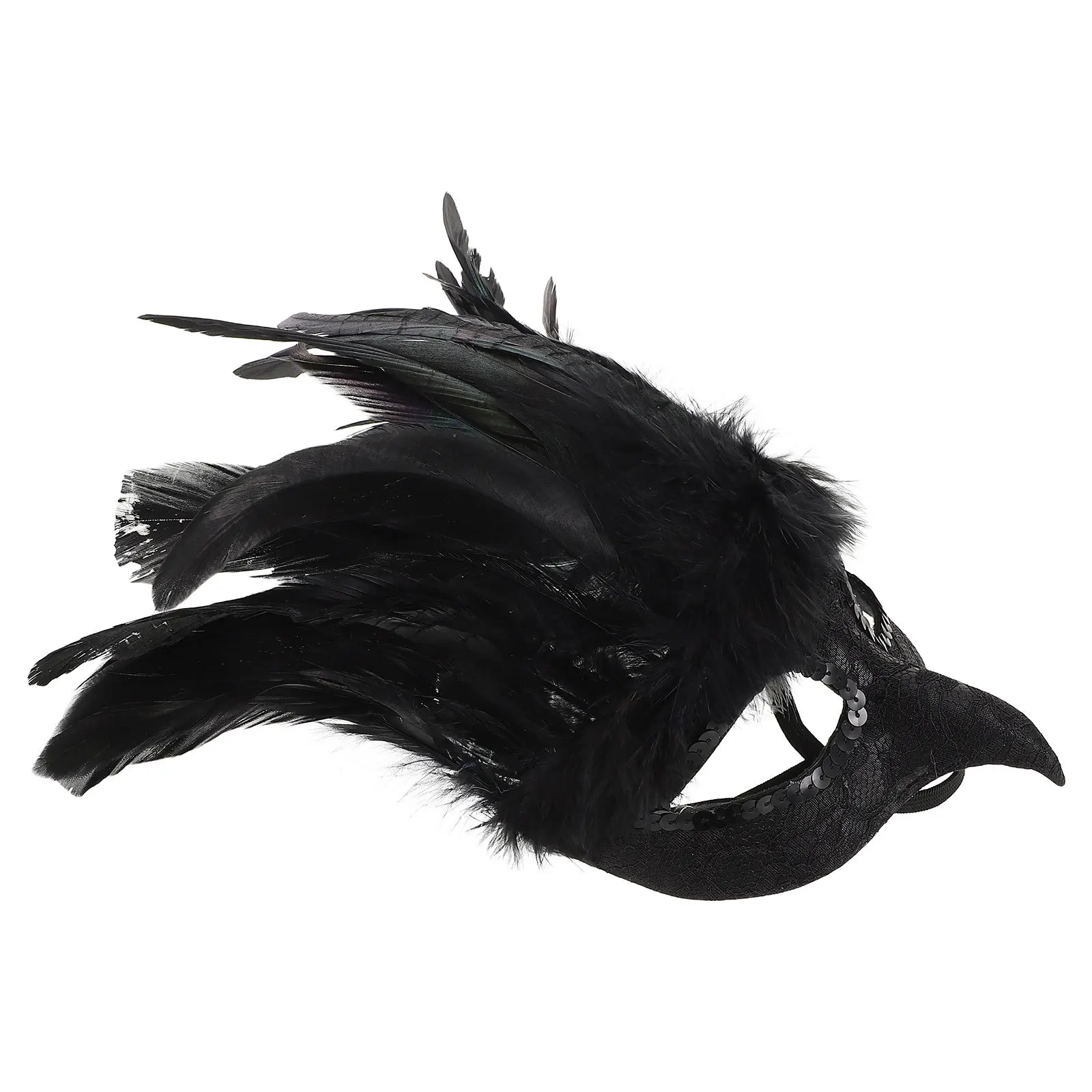 

Black Feathered Masquerade Mask Half Face Lightweight Elegant Halloween Carnival Cosplay Party Accessory Black Masquerade Mask