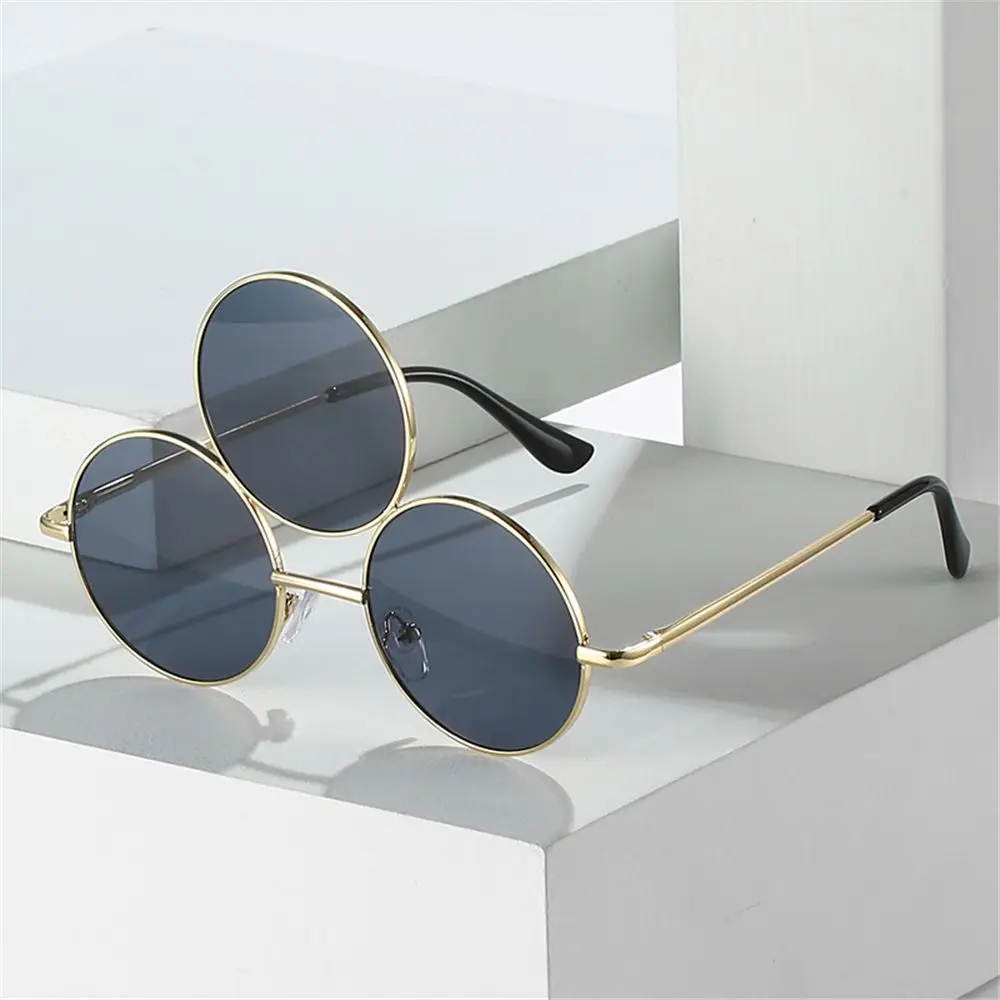 

New 2022 Sunglasses Third Lenses 3 Eyes Round Metal Vintage Sun Glasses For Women Men Fashion Eyewear Shades UV400