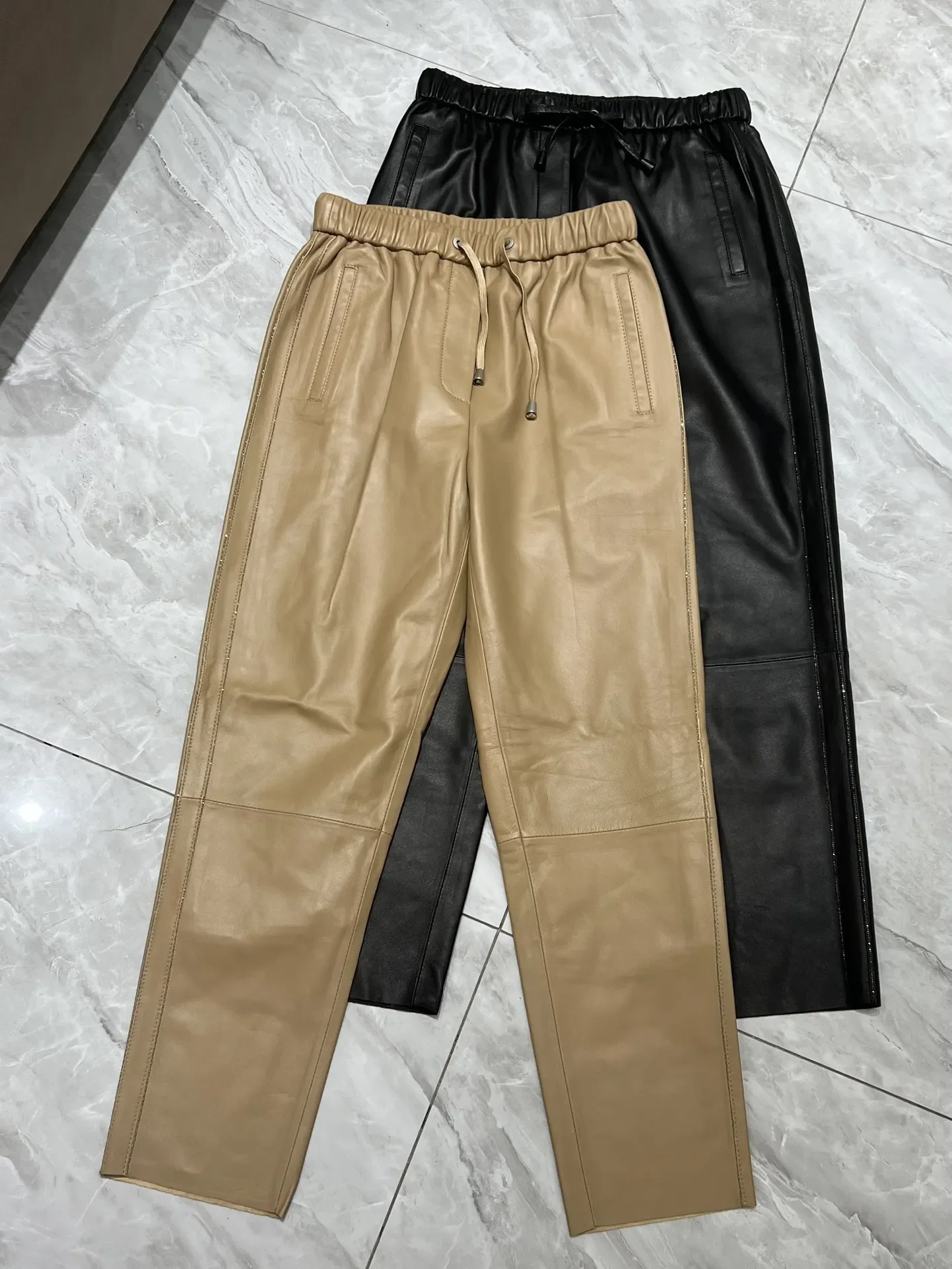 Long Pants for Women 2024 New Autumn Winter High Elastic Waist Casual Solid Color Trousers