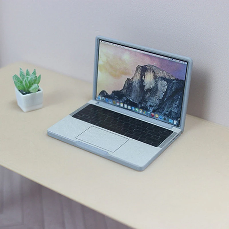 Cute Simulation 1:12 Mini Laptop Computer Dollhouse Miniature Alloy Crafts Dollhouse Decoration For Doll House DIY Accessories