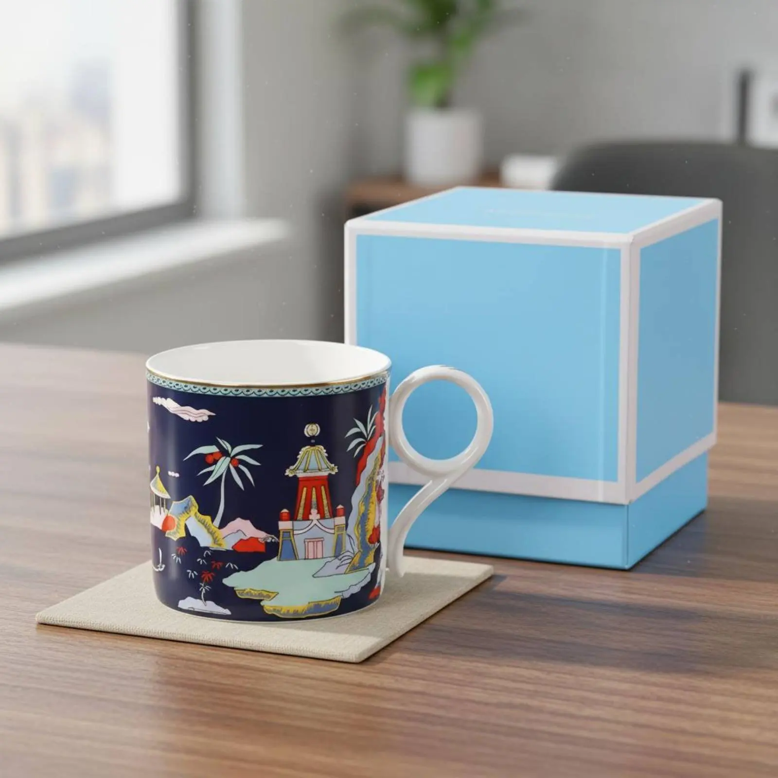

Bone China Mug Elegant Design Bone China Tea Mug Decorative Coffee Mug Lightweight Drinkware Gift Box Included for Office