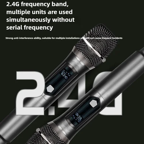 Imagen 2 del producto 108 uno a dos micrófono inalámbrico portátil profesional 2,4g pantalla LED dinámica cancelación de ruido escenario al aire libre canto Karaoke