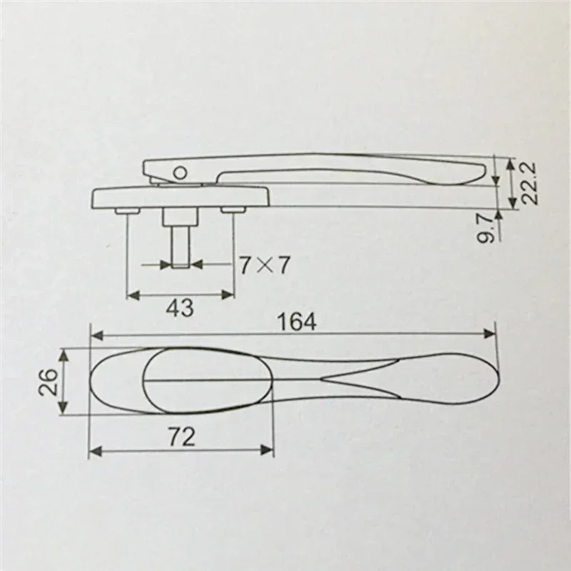Broken Bridge Aluminum Alloy Casement Window Screen Window Handle Folding Door Sword-Shaped Thin Flat Square Steel Handle