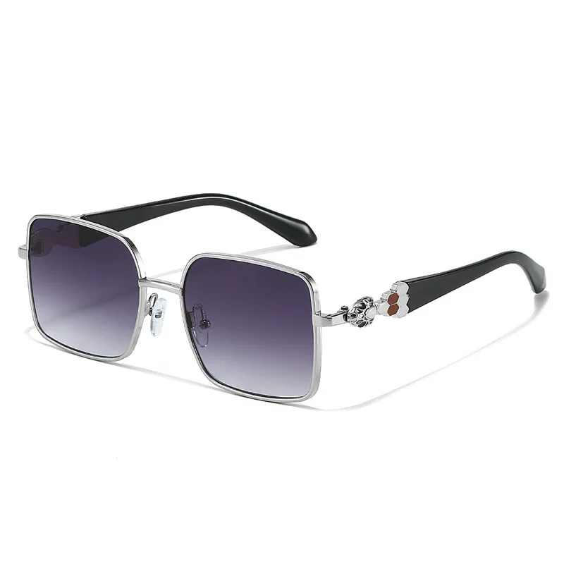 Luxusmarken Quadratische Sonnenbrille für Damen Schlangenkopf Metallrahmen UV400 Farbverlauf Fahr- und Wanderbrille für Frauen