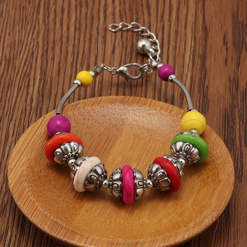 Aihua Tibetan Silber Natur Türkis Stein Perlen Armband & Armreif für Frauen Böhmen ethnische Aussage Schmuck Zubehör – Detail 6
