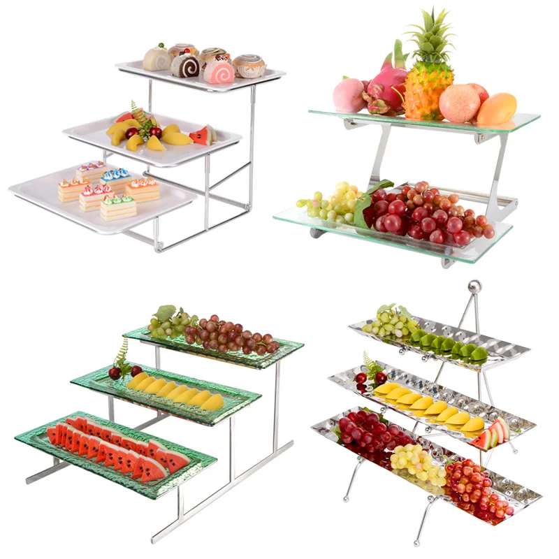 

Hotel buffet table Food display stand Multi-layer fruit tray Cake snack shelf Cold meal meeting Tea break setting table