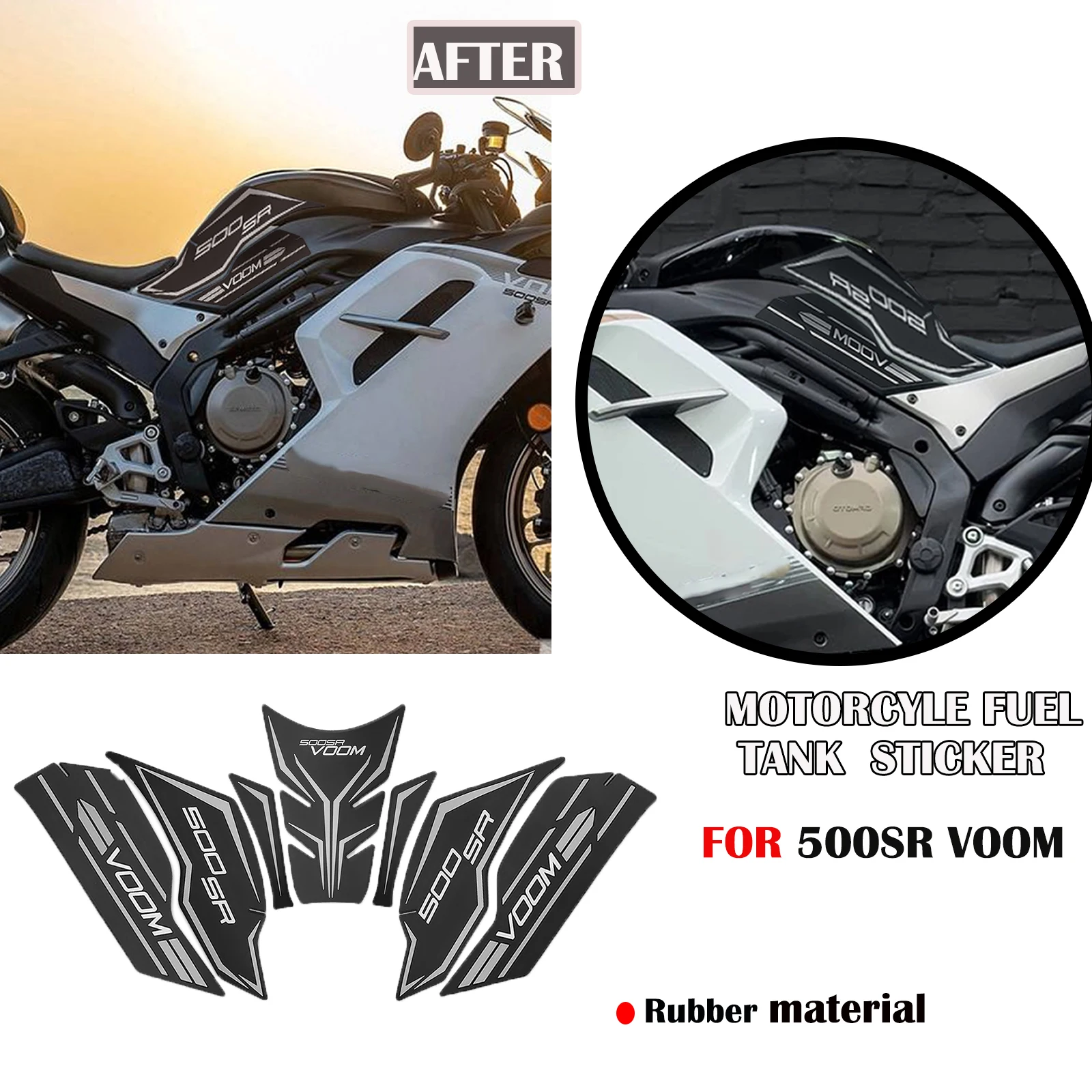 

Accessories sticker motorcycle fuel tank pad fuel tank traction pad non-slip side fuel tank sticker For CFMOTO 500SR VOOM 2024