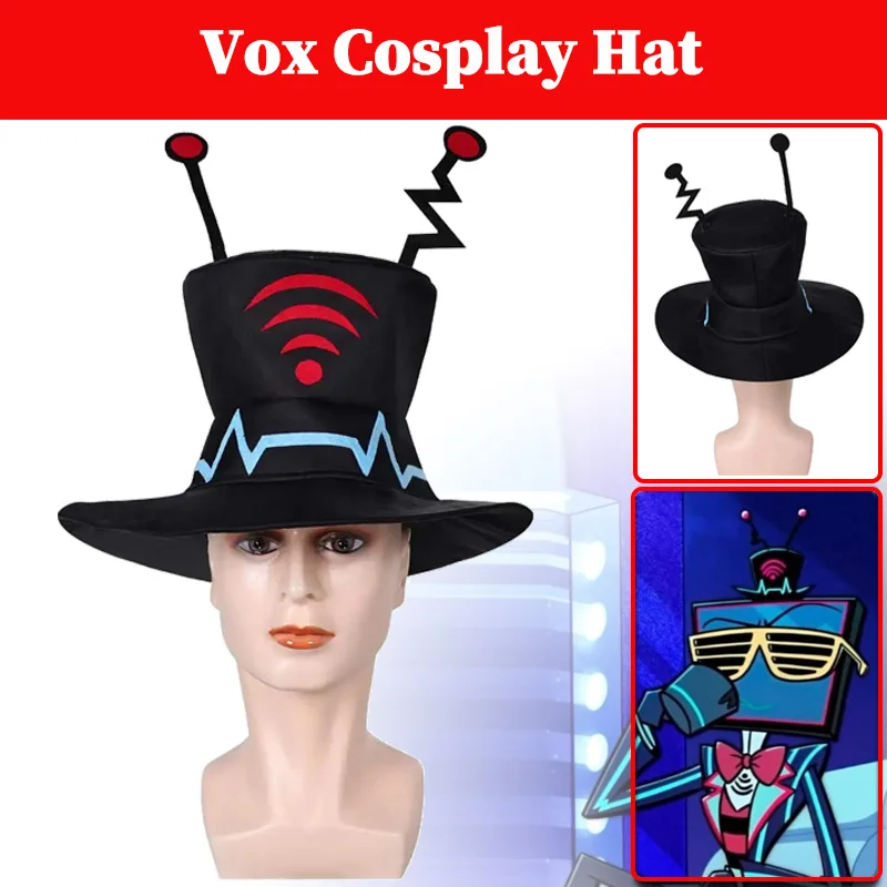 Anime Vox Cosplay czapka Cartoon Hell Inn Roleplay akcesoria kostium z czapką Unisex kobiety mężczyźni kostium na Halloween rekwizyty