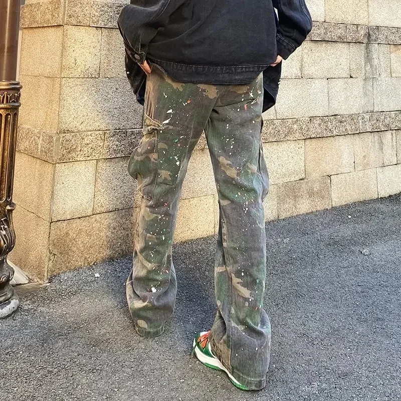 2023 New Fashion Camouflage Baggy Tracksuit Cargo Pants For Men Inkjet Side Pockets Sports Joggers Women Casual Loose Trousers