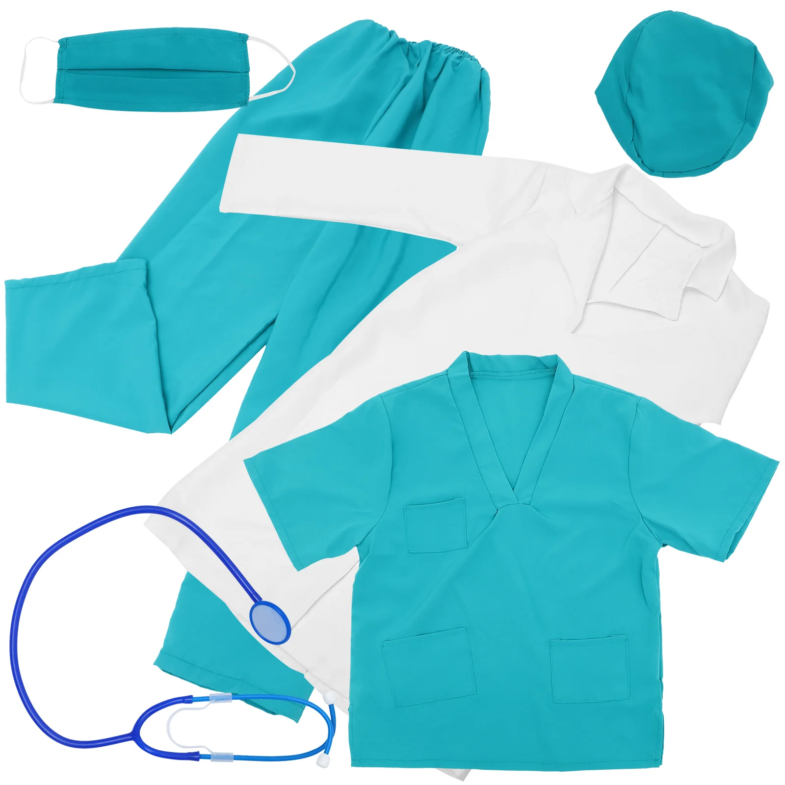 

Kids Doctor Costume 140cm Cotton Coat Stethoscope Nurse Suit Toddler Lab Coat Washable Cosplay Party Performance Clothes