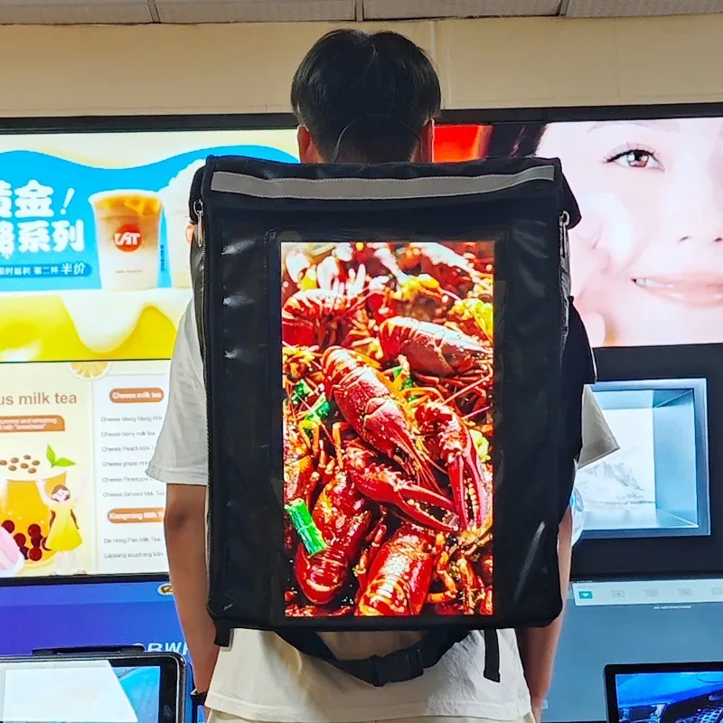 Food Delivery Backpack Touch Screen Digital Display