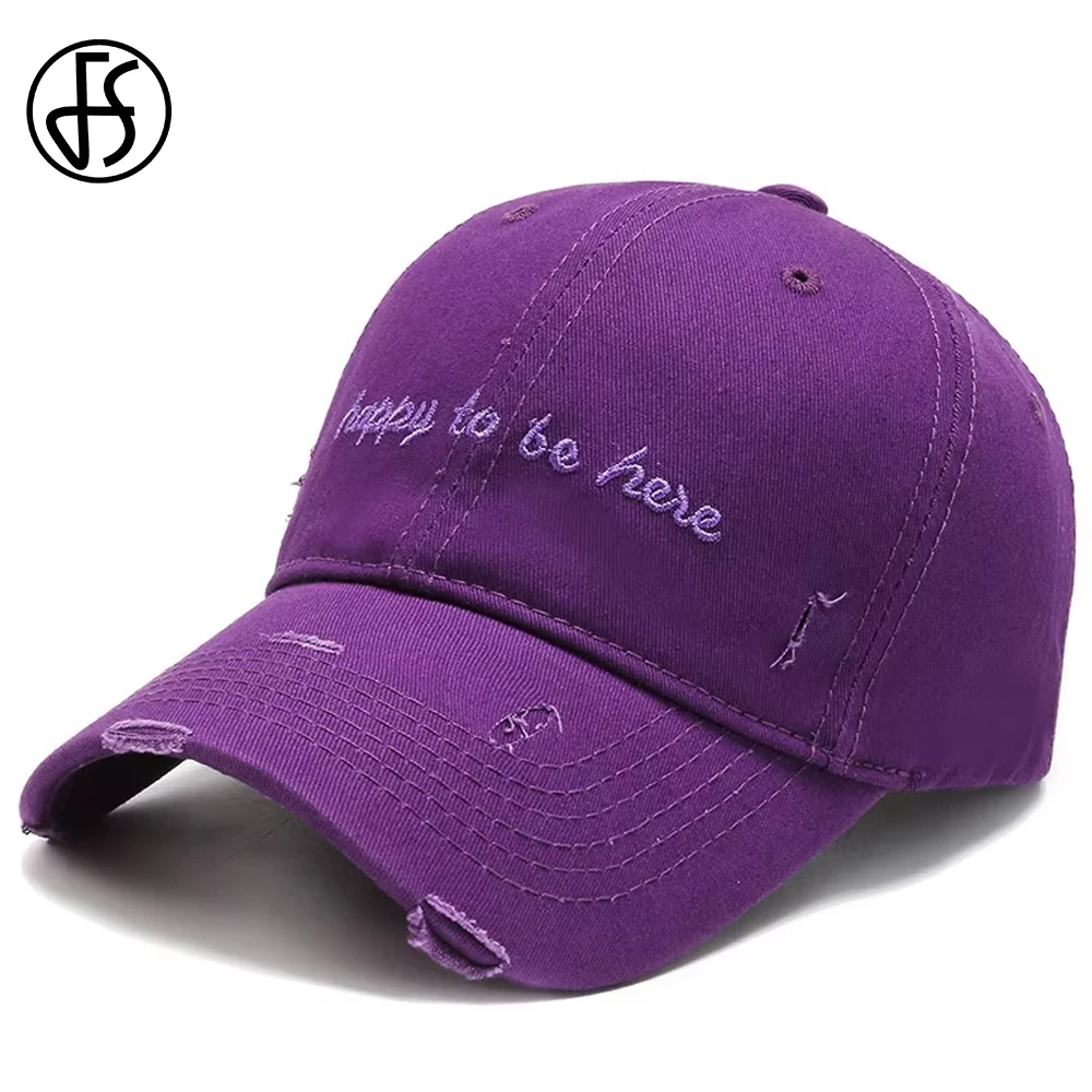 FS Brown Purple Baseball Cap For Men Women Vintage American Street Hip Hop Caps Letter Embroidery Trucker Hats Gorras Hombre