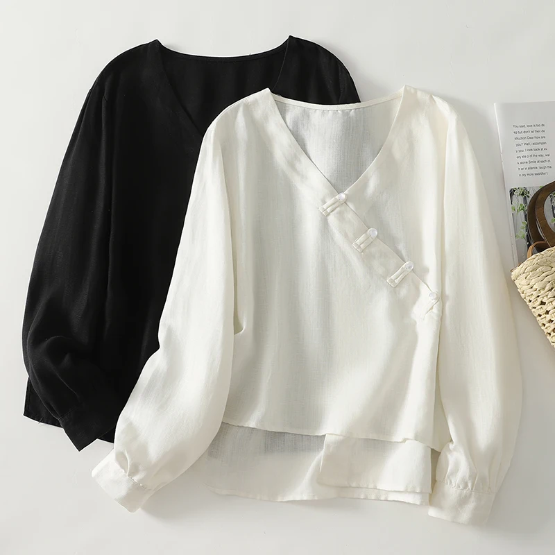 

Длинный повседневный универсальный женский открытый кардиган из хлопка и льна в стиле ретро, осенний новый художественный свободный крой irt