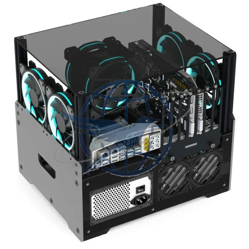 Double-layer DIY lower power supply, personalized translucent open acrylic computer water cooling, multi-hard disk chassis
