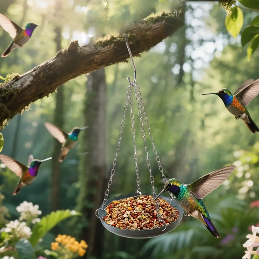 

Bird Feeder Plate Adjustable Bird Feeding Tray Plastic with Chain Outside Bird Tray Bird Water Bowl Hanging Bird Bath Tree