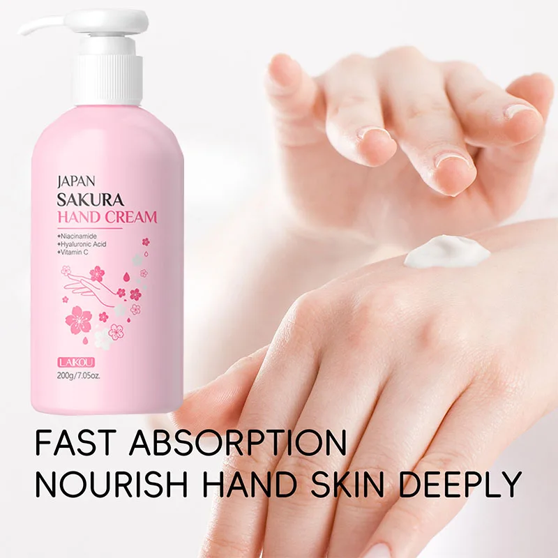 

200g Laikou Cherry Blossom Hand Cream Hydrating Moisturizing Anti-drying and Cracking Improving Rough Hand Skin Care